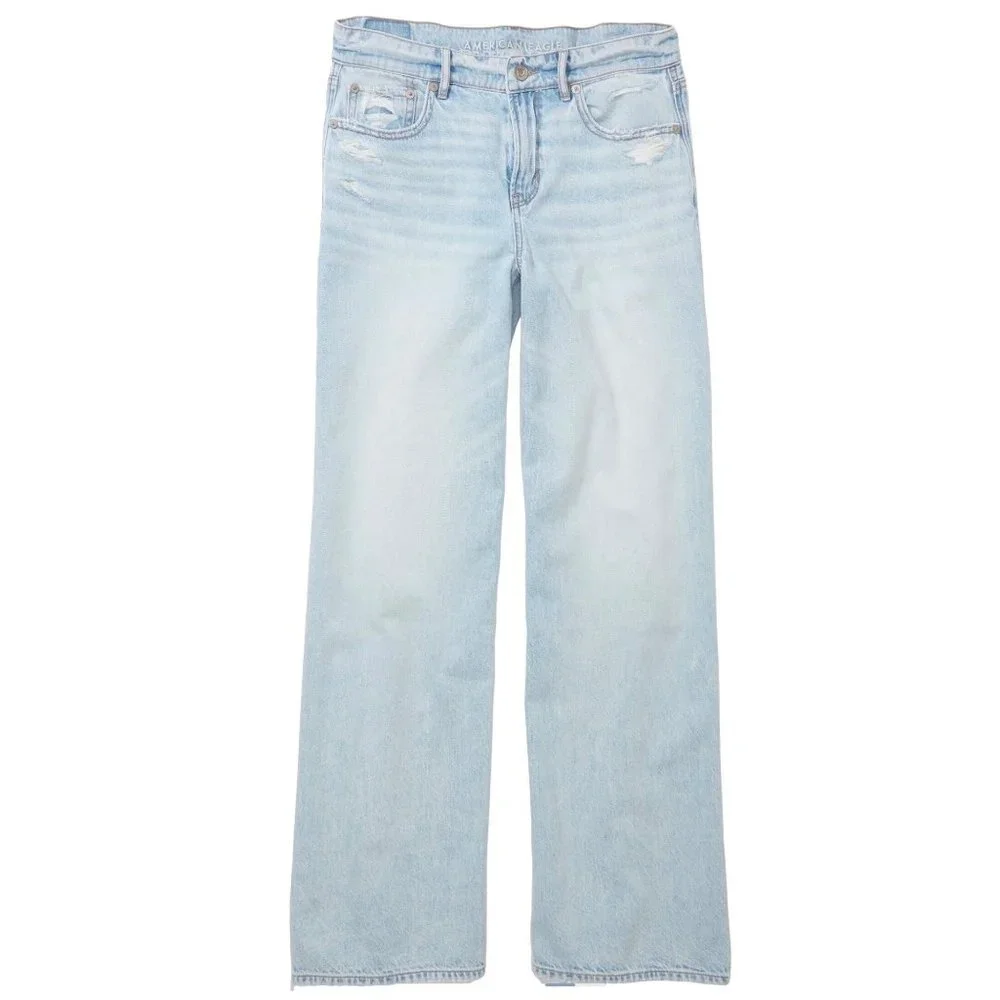 NWT American Eagle Womens 18R AE Low Rise Skater Jean Baggy Wide Leg Light Wash - Picture 3 of 8